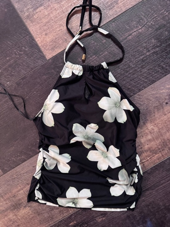 Ralph Lauren Other - Lauren Ralph Lauren Black Floral Halter Swim Top Ruched Side Tankini Size 10